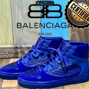 🔥 BALENCIAGA Côtes High-Top Sneakers – Royal Blue Luxe 🔥